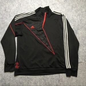 Adidas Men's Black Jacket with Red and White Accents